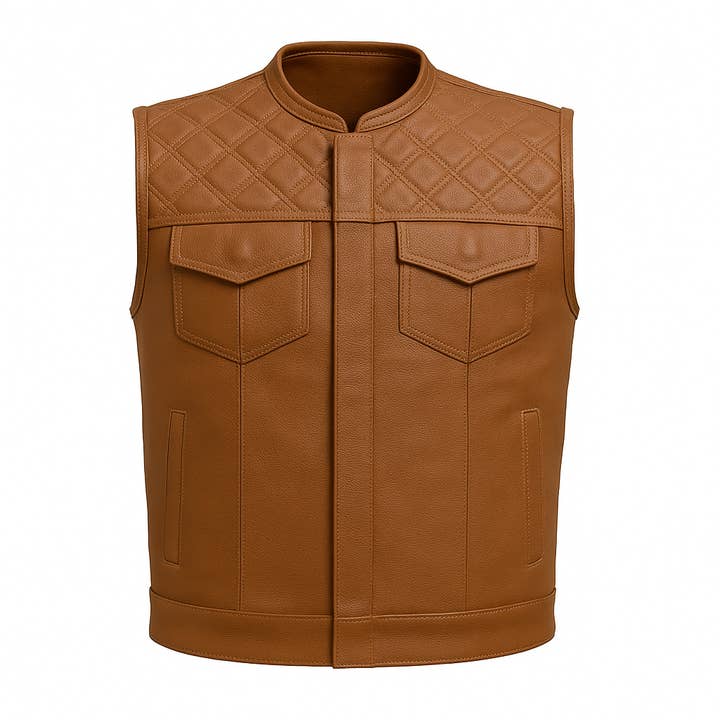 Rustwood Rider - Gilet in Pelle Stile Club da Uomo per la vendita all'ingrosso da parte di Pure Leather