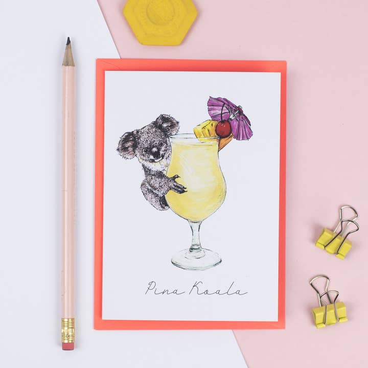 Pina Koala Greeting Card for wholesale by Fawn & Thistle Ltd (US Duties Paid)