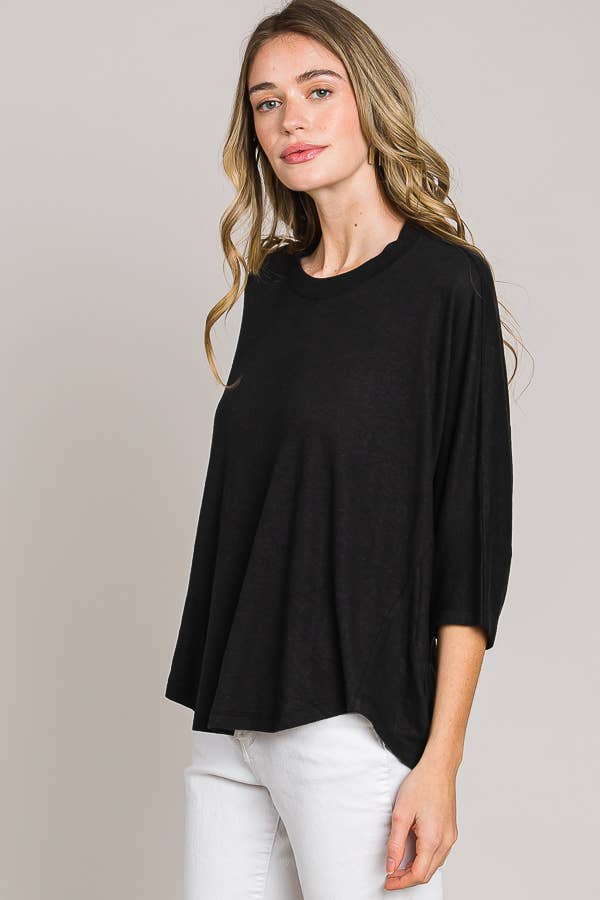 Cerule - Wholesale Knit Top - Women's - Elbow sleeve oversize cocoon knit top12