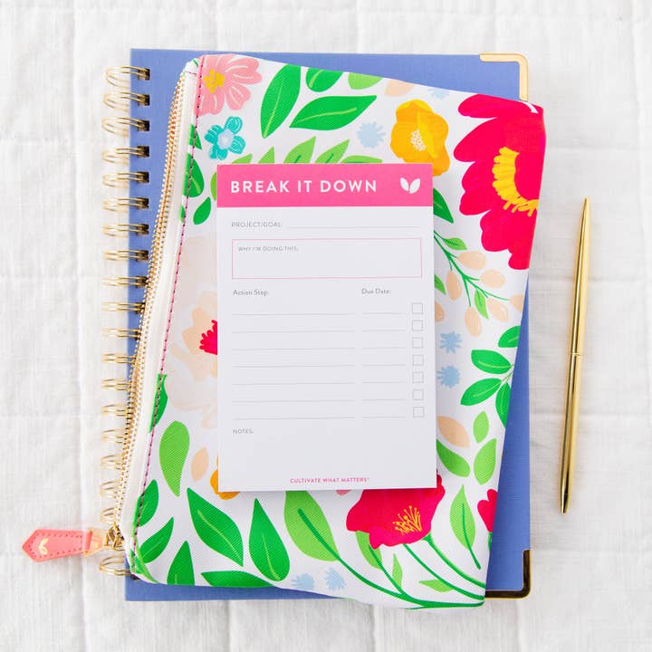 Mini Break it Down Notepad - Peony Pink for wholesale by Cultivate What Matters