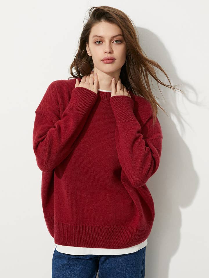 Marayn - Wholesale Knit Sweater - Women's - AutumnWinter Womens Loose Crewneck Pullover Sweater23