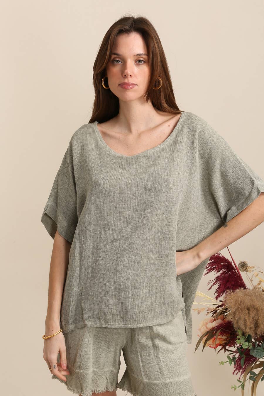 LÉA & LUC - Wholesale Tunic - Women's - Blouse in 50% linen and 50% cotton REF. 46495
