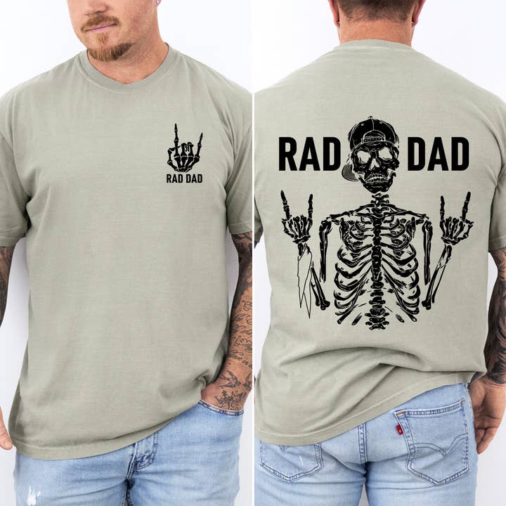 Rad Dad, Skeleton, Father's Day, Husband, Guy Gift T-Shirt for wholesale by Refinery Number One LLC