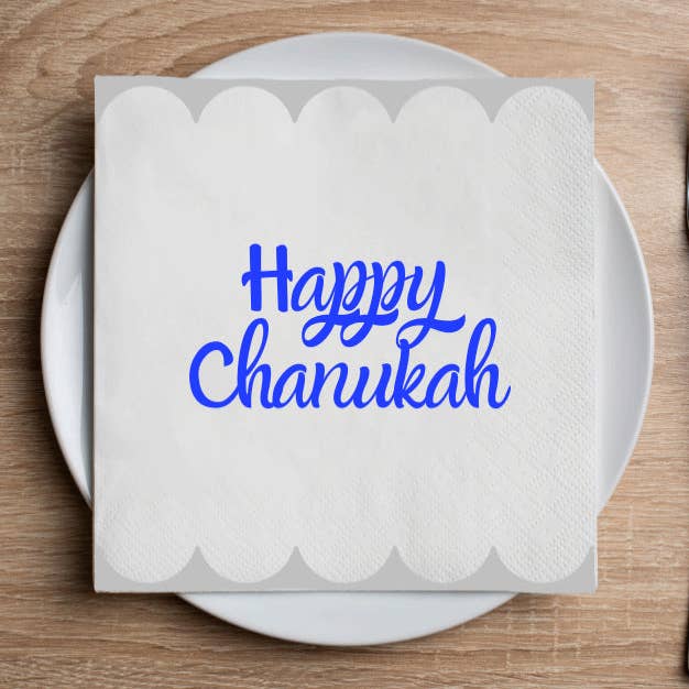 Altoonastore - Vente Serviettes jetables - Serviette à cocktail bord festonné Joyeux Hanoucca - Hanoucca0