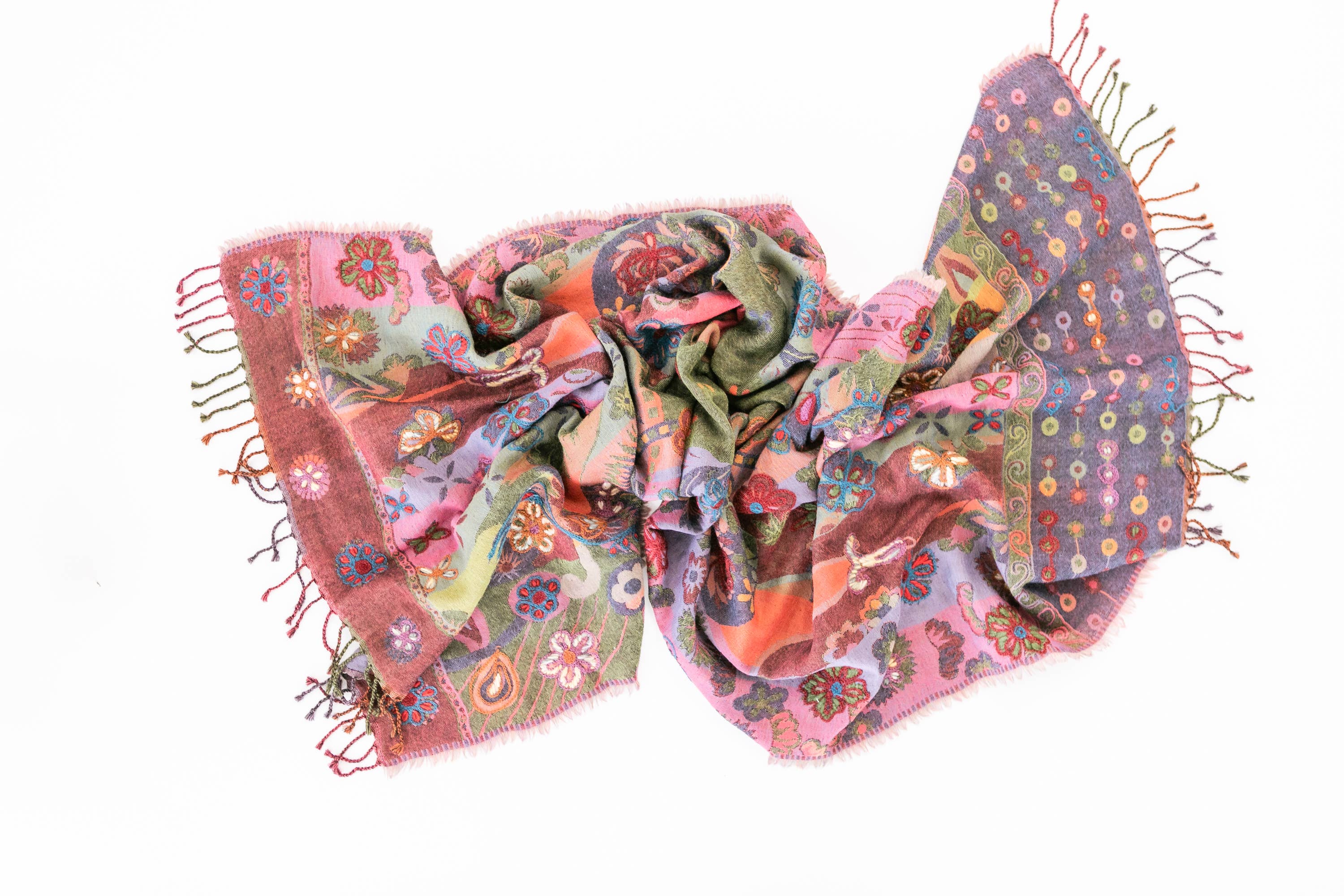 Rahab's Rope - Wholesale Wrap - Women's - Fringed Woven Embroidered Wool Wrap2