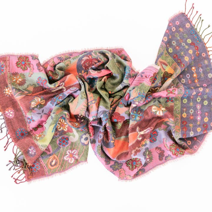 Rahab's Rope - Wholesale Wrap - Women's - Fringed Woven Embroidered Wool Wrap2