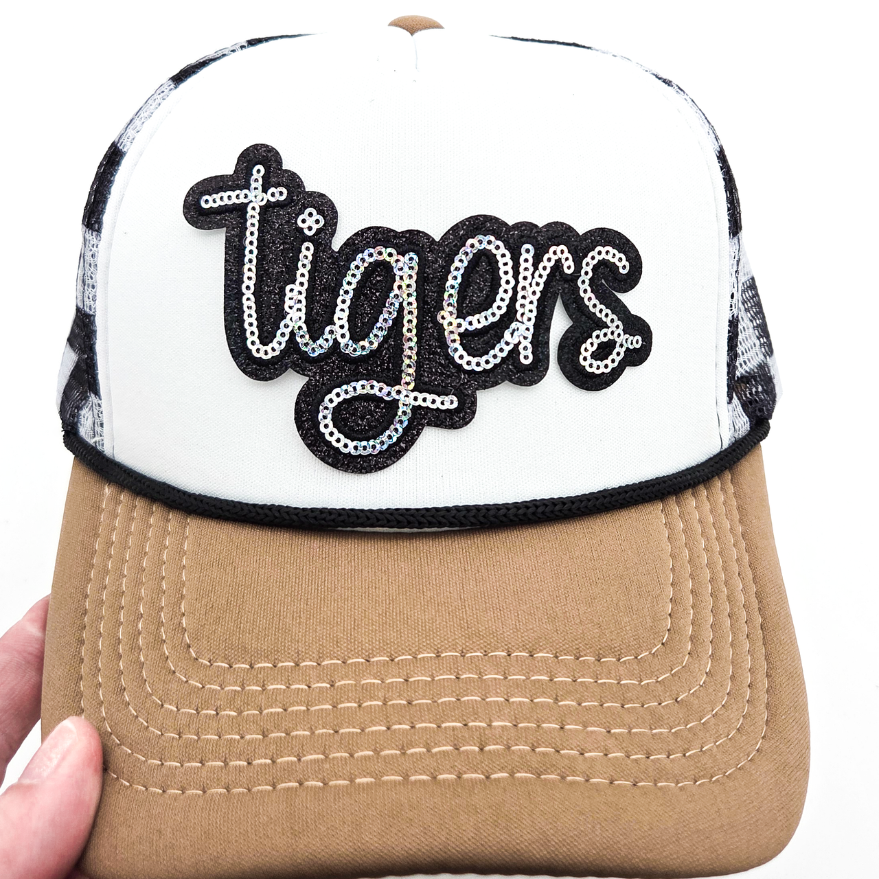 Trendy Transfers – Engroshandel Patch – Tigers Sølv Paillet HAT/LOMME Patch1
