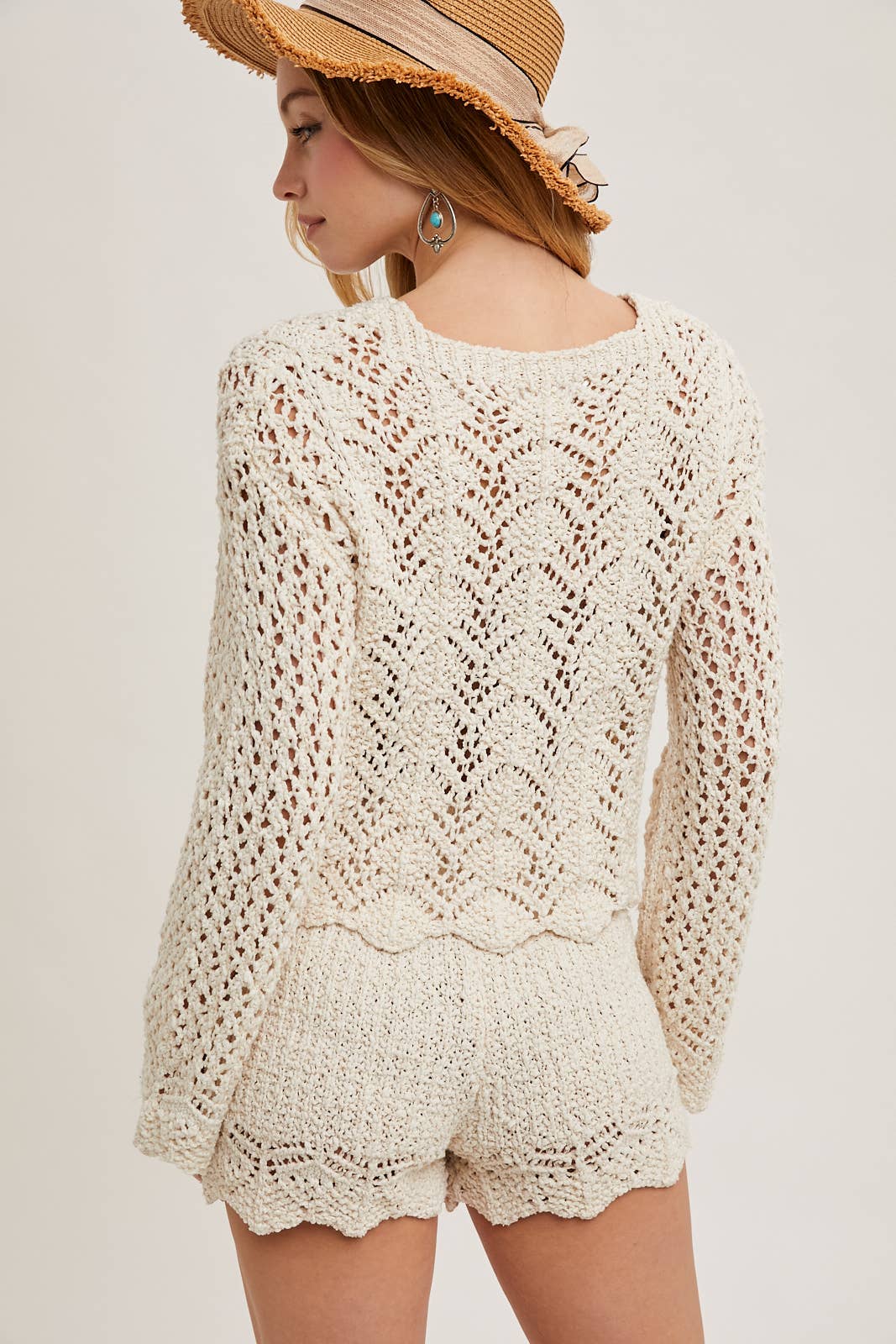 Bluivy - Wholesale Lounge Set - Women's - OPEN KNIT SWEATER PULLOVER & SHORTS SET15