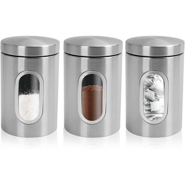 3 Pcs Tea Coffee Sugar Stainless Steel Kitchen Canister Set for wholesale by MantraRaj / ECONX