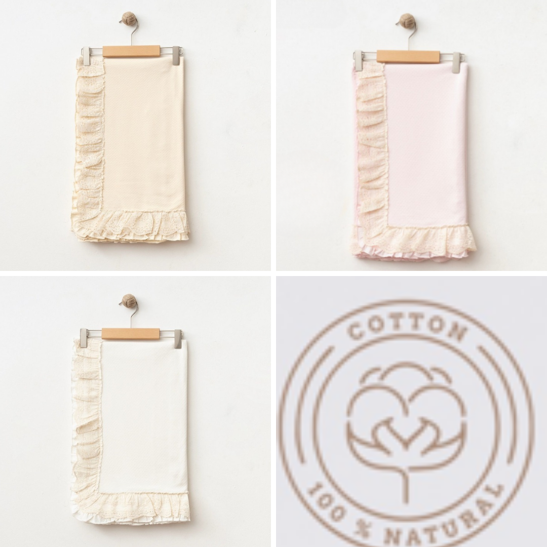 Omnis Pura – wholesale Bedding blanket – Kids & Baby – Ruffled Edge 100% Cotton Baby Girl Blanket3
