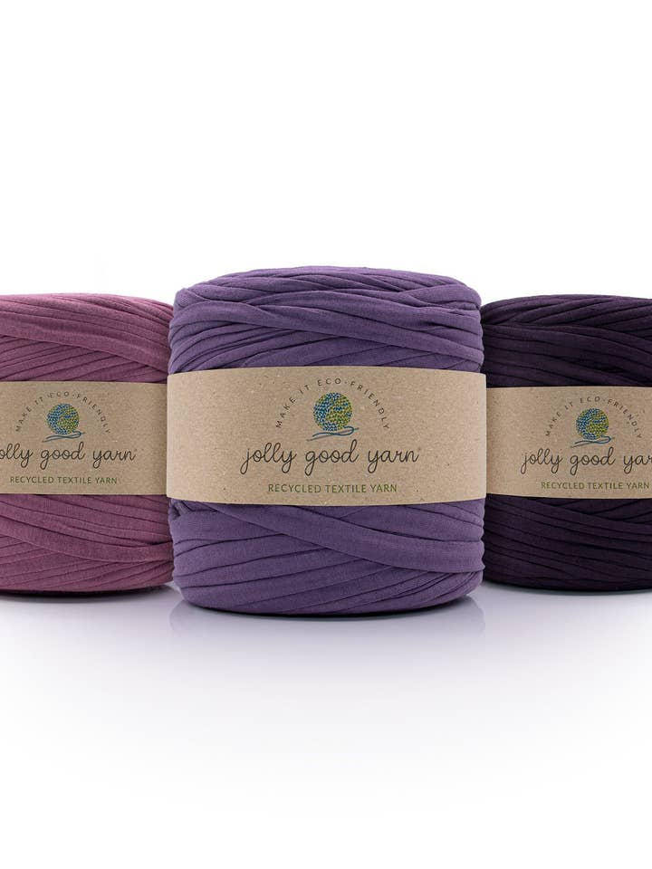 Trio of Purple T-Shirt Yarn for wholesale by Jolly Good Yarn