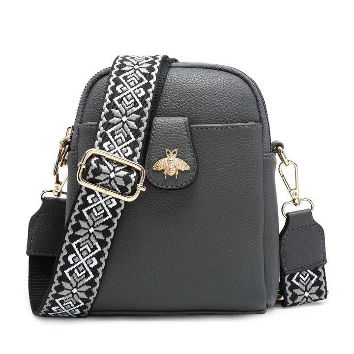 Papaya Fashion Ltd - Wholesale Crossbody Bag - Women's - B23001 Bee Cross Body Handbag with double zip top sections