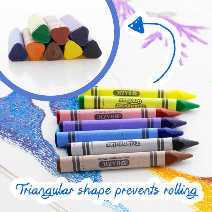 BAZIC Products - Wholesale Crayons - Kids & Baby - Premium Jumbo Triangle Crayons 8 Color2
