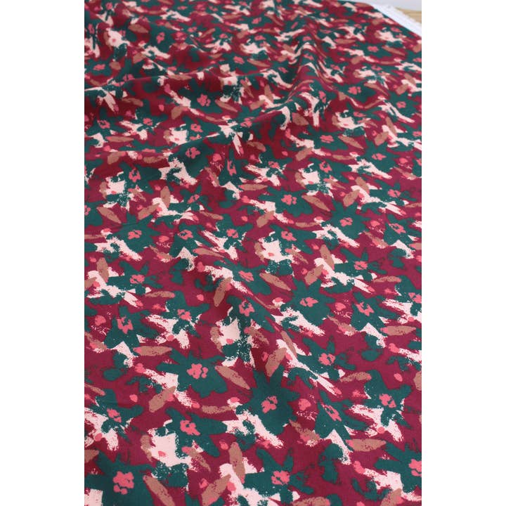 Eglantine et Zoé – Großhandel Stoff – Edel Brick Red Viskose-Stoff mit Blumemuster10