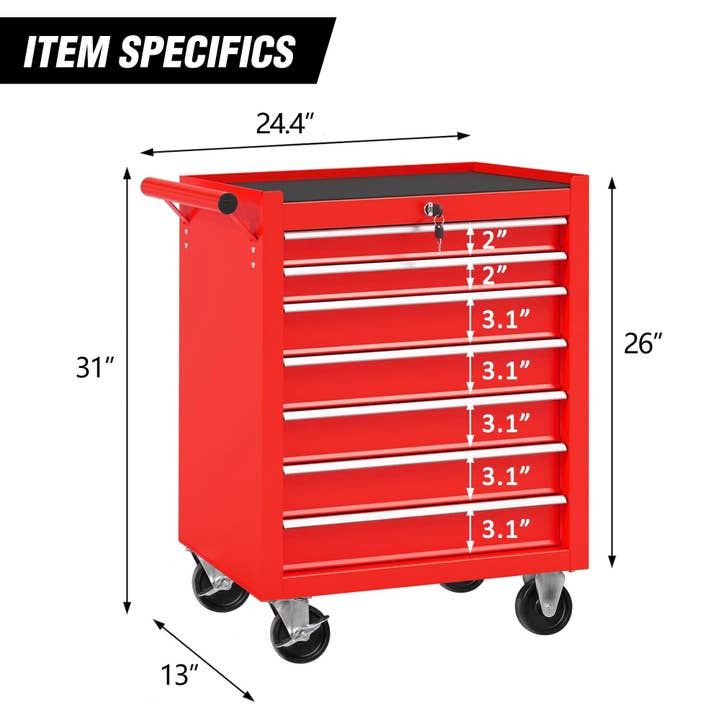 39F Inc. - Wholesale Tool Set - 7-Drawer Rolling Tool Chest Cabinet for Garage & Shop2