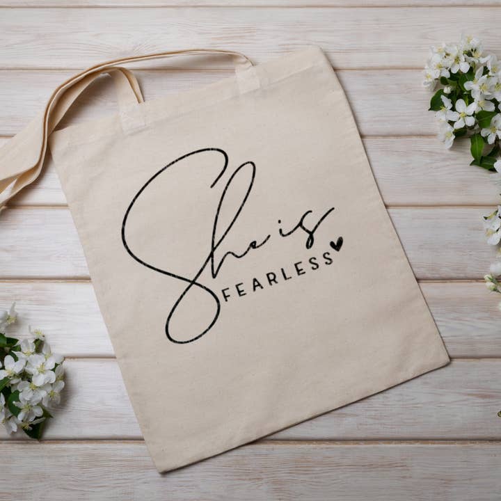 She is Fearless Tote Bag for wholesale by Self Care Tribe