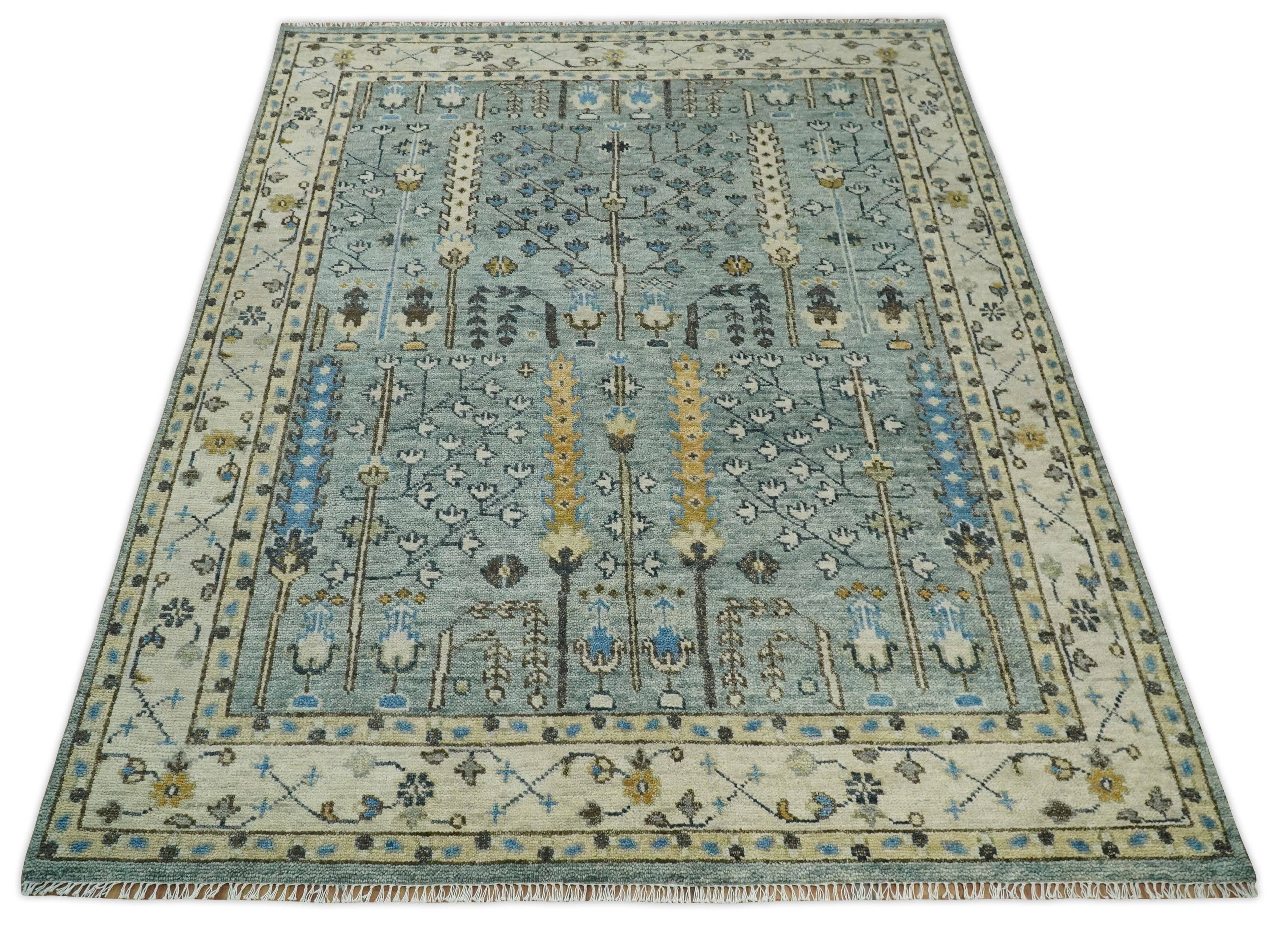 The Rug Decor, Inc. – Tapete por atacado – Anodado à mão 4x6, 5x8, 6x9, 8x10, 9x12, 10x14 e 12x15 Lã Tradicional Azul e Marfim Vintage Antigo Tapete de Lã Oushak Antigo, Tapete de Sala e Quarto7