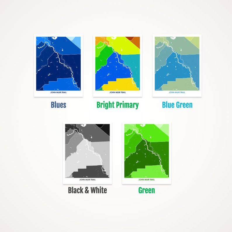 Juanita's Adventures - Wholesale Map - Juanitas John Muir Trail in California Map Print1