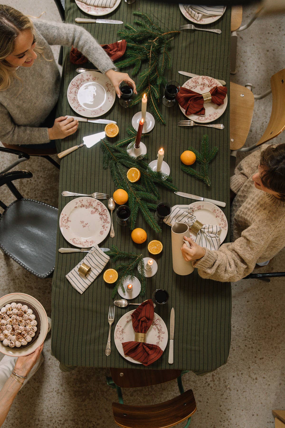 Les Pensionnaires - Wholesale Tablecloth - Capri Green Striped Cotton Tablecloth 170x250