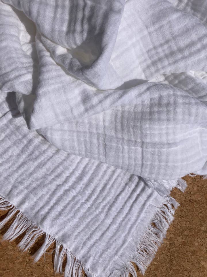 Couverture enfants en mousseline de coton blanc 90x110cm pour la vente par I MIN STIL