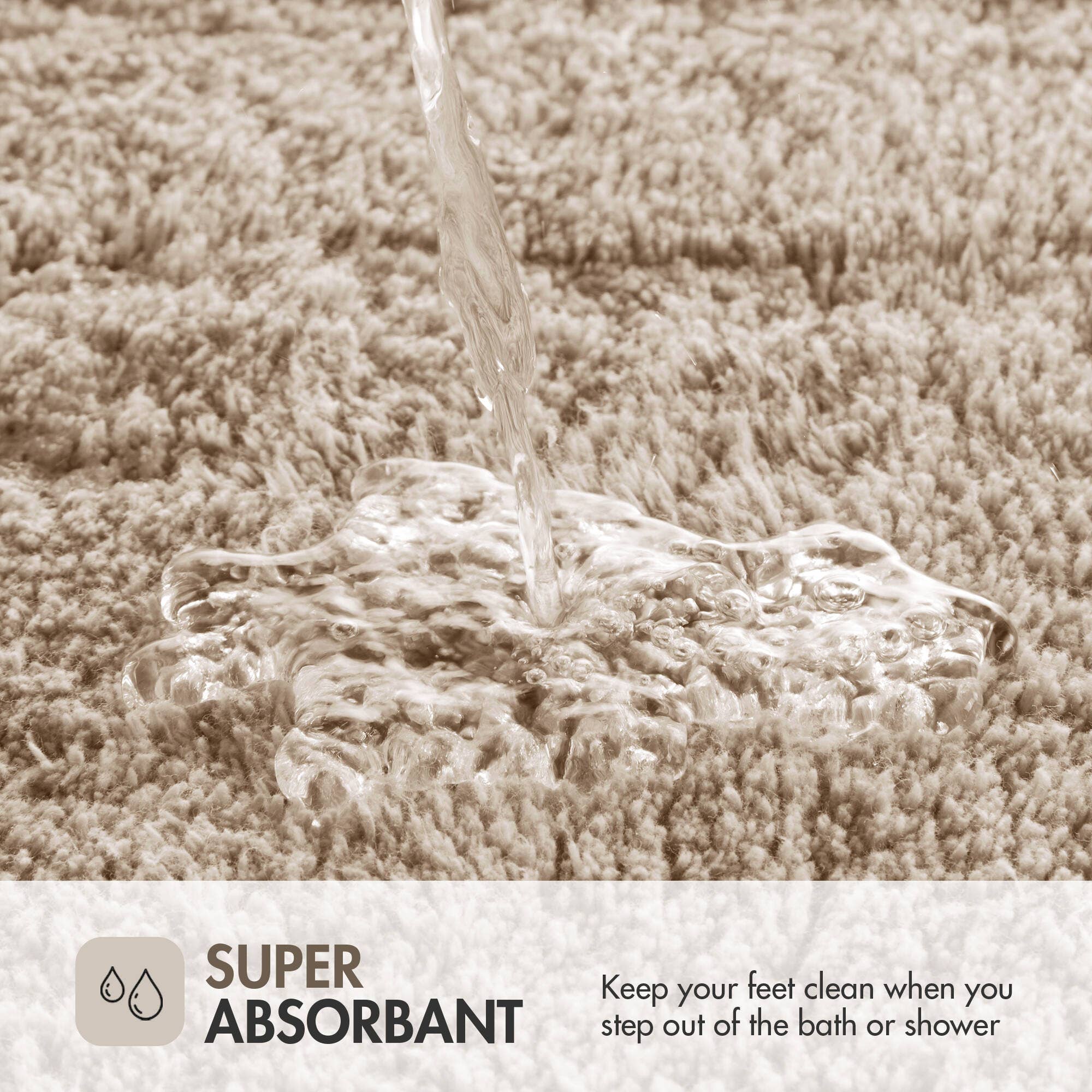 Olliix - Wholesale Bath Mat - High Pile Bordered Bathroom Rug, Taupe16
