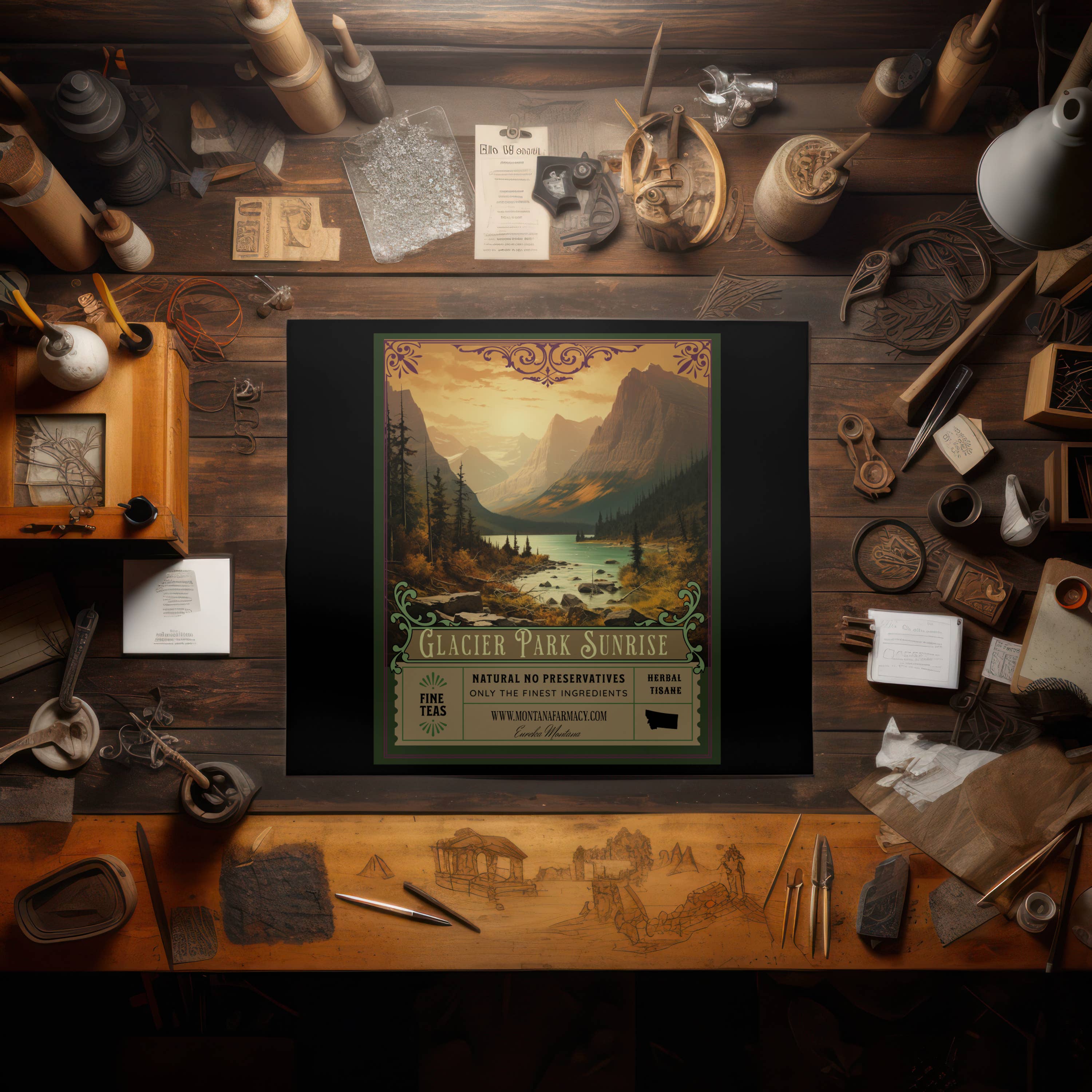 Montana Farmacy - Wholesale Poster - Glacier Morning National Park Tea Montana Farmacy Poster 3