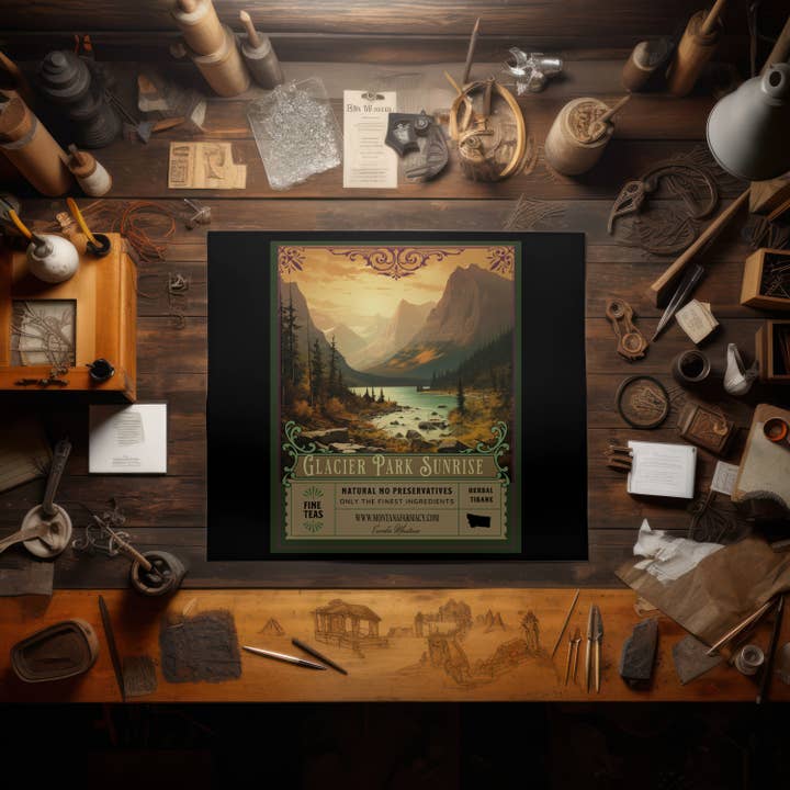 Montana Farmacy - Wholesale Poster - Glacier Morning National Park Tea Montana Farmacy Poster 3