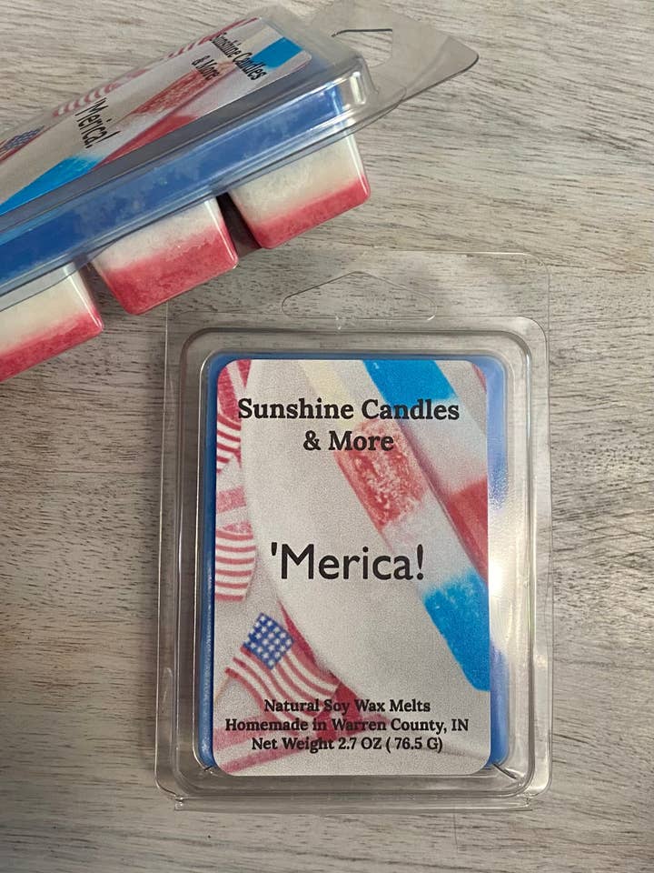 'Merica Shimmering Wax Melts for wholesale by Sunshine Candles & More