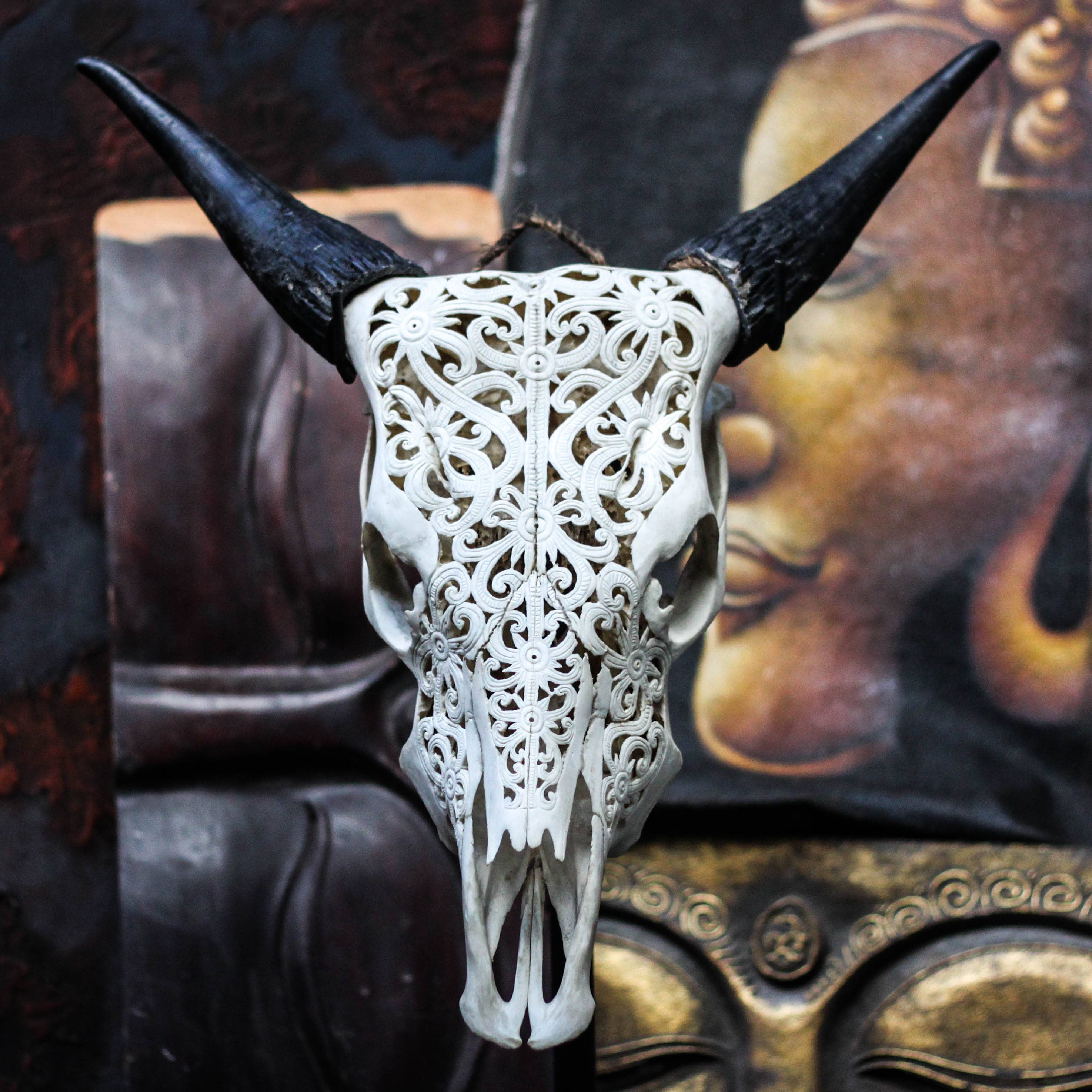 Hand outlet crafted cow skull