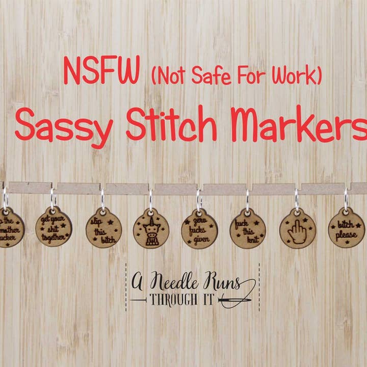 NSFW (non sûr pour le travail) - Marqueurs de mailles (ensemble de 9) pour la vente par A Needle Runs Through It