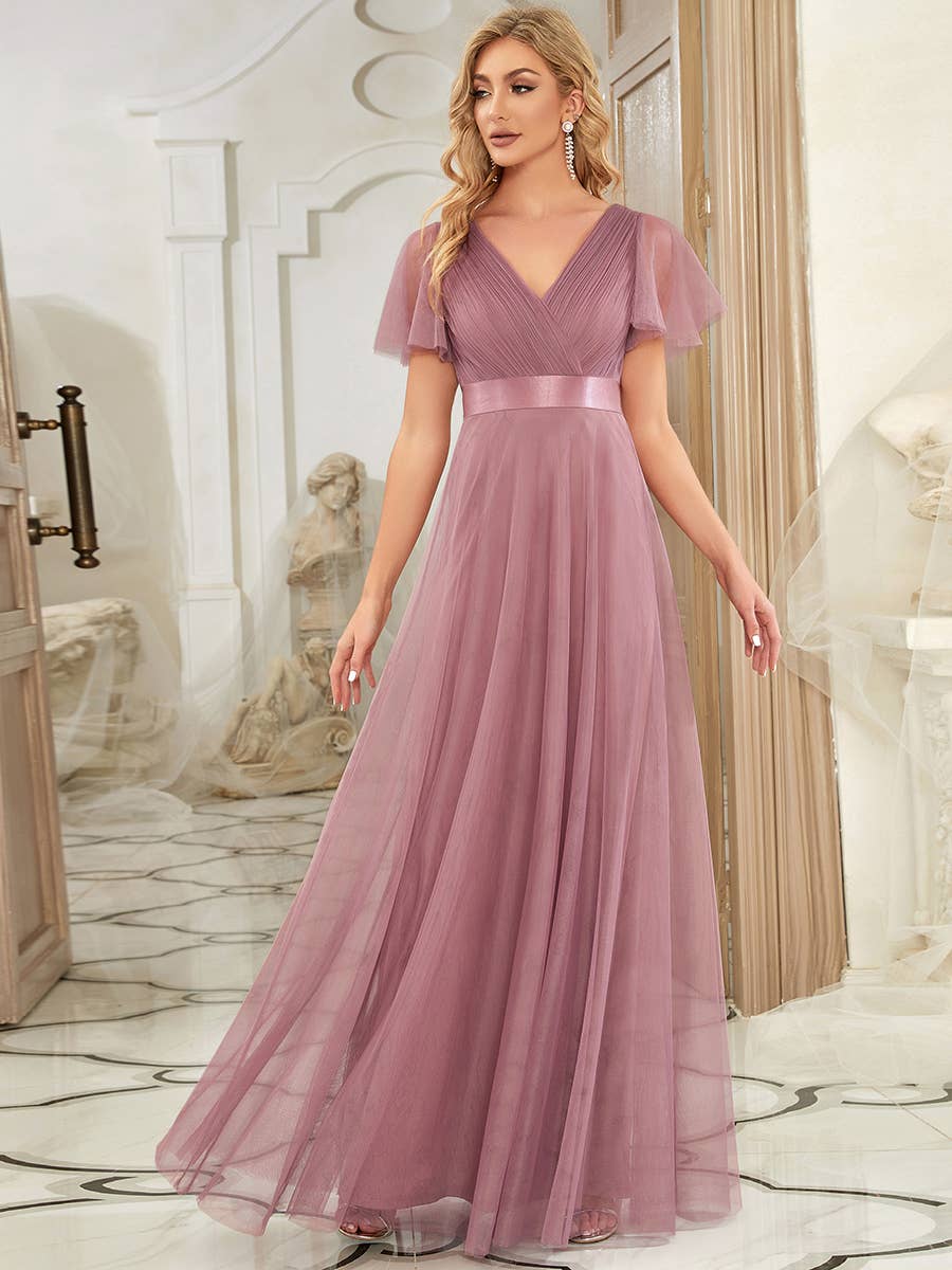 Ever-Pretty - Vente Robe de soirée – femme - Robe de demoiselle d'honneur trapèze à col en V7