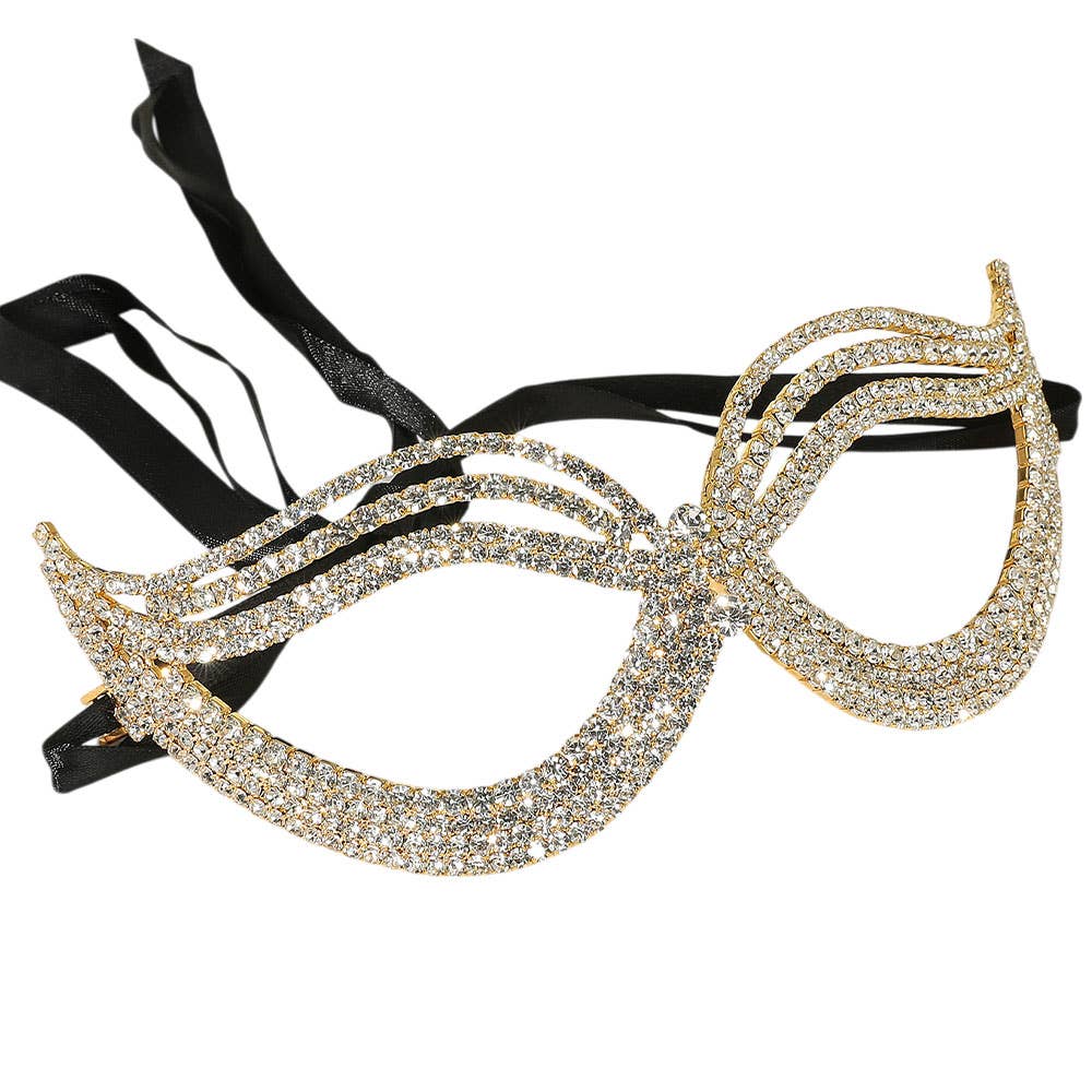 Sensibling Corp. - Wholesale Costume - Women's - Rhinestone Pave Cat Eye Masquerade Mask
6