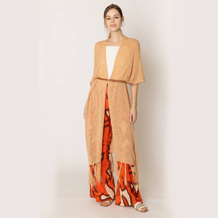 Fashion City - Venta al por mayor Kimono - Mujer - Cárdigan largo de punto con flecos y forro tipo kimono31