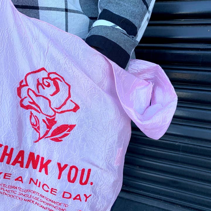 OPEN EDITIONS - Wholesale Grocery/Shopping Bag - Thank You Tote // Rose on Pink // Lauren DiCioccio3