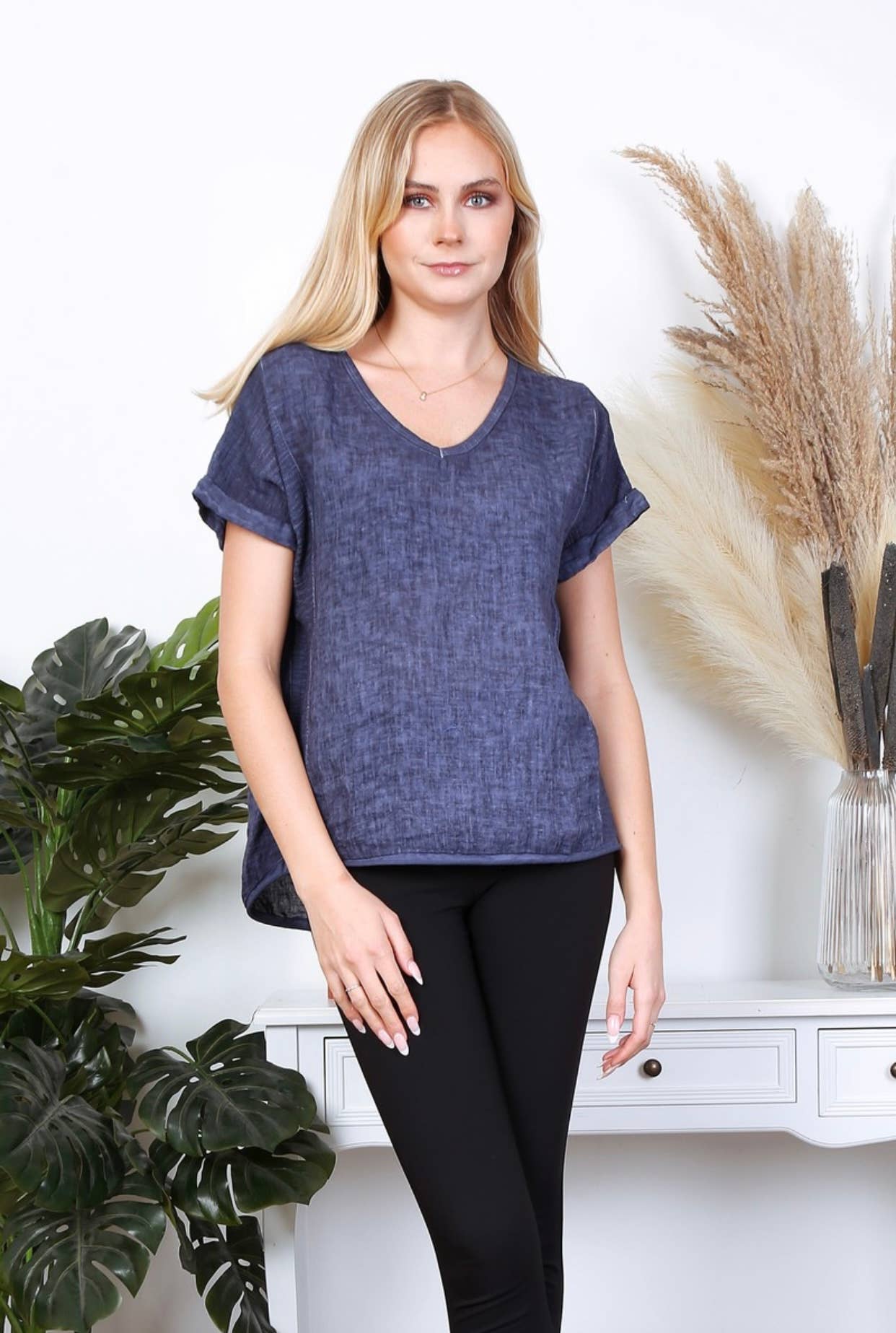 LÉA & LUC - Vente T-shirt – femme - T-Shirt texturé en 100% lin REF. 6514