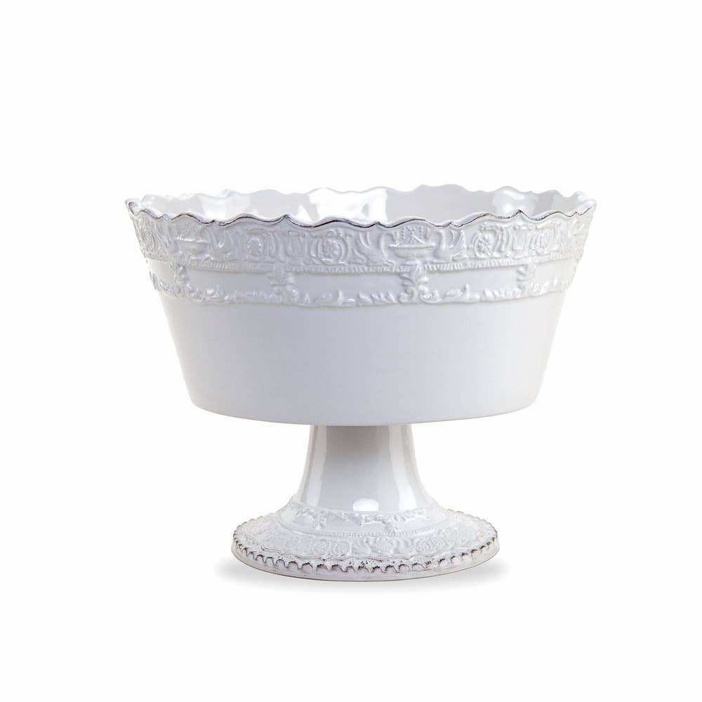 Arte Italica & Crown Linen Designs – Großhandel Schüssel – Renaissance-Obstschale mit weißem Stiel