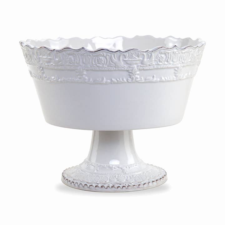 Arte Italica & Crown Linen Designs – Großhandel Schüssel – Renaissance-Obstschale mit weißem Stiel0