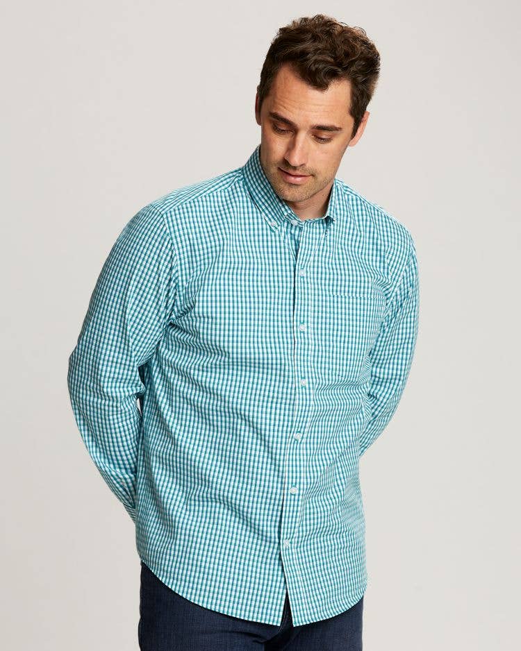 Cutter & Buck - Wholesale Button Down Shirt - Men's - Cutter & Buck Easy Care Stretch Gingham Long Slv Dress Shirt1