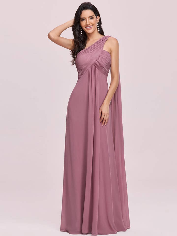 Ever-Pretty - Wholesale Gown – Women's - Elegant Pleated One-Shoulder Bridesmaids Dress41