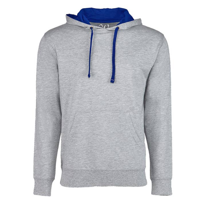 EWC 930HGRB Heather Grey-Royal French Terry Two-Toned Pullover Hoodie for wholesale by Ethan Williams