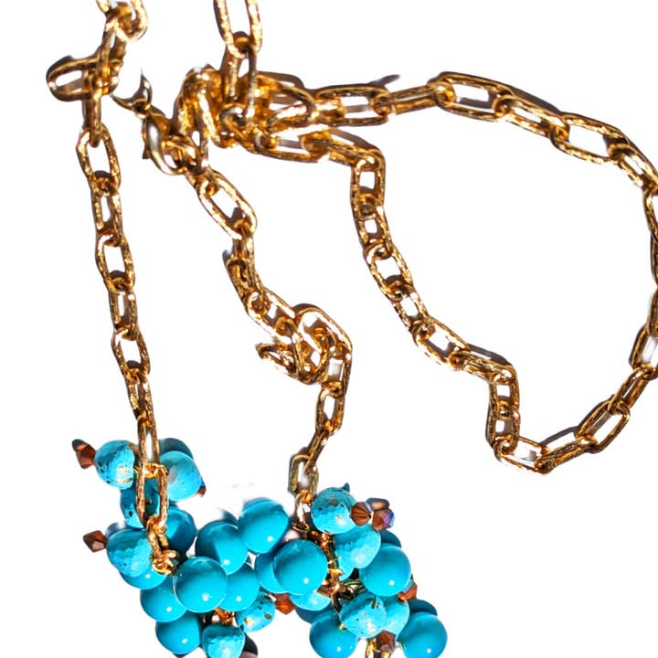 Gay Isber Designs - Wholesale Pendant/Charm Necklace - All Vintage Turqouise Browns Long Tie Necklace Gay Isber one of a kind USA