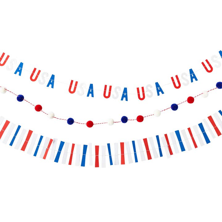 My Mind’s Eye - Wholesale Party Sign/Banner - SSP802 - Stars and Stripes Ticker Tape Mini Banner Set