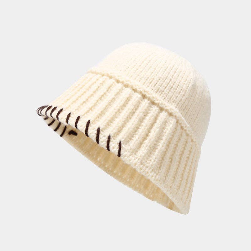 Dipped Shop - Wholesale Vissershoedje - Dames - Vintage gebreide emmerhoed in effen kleur DPKB03391