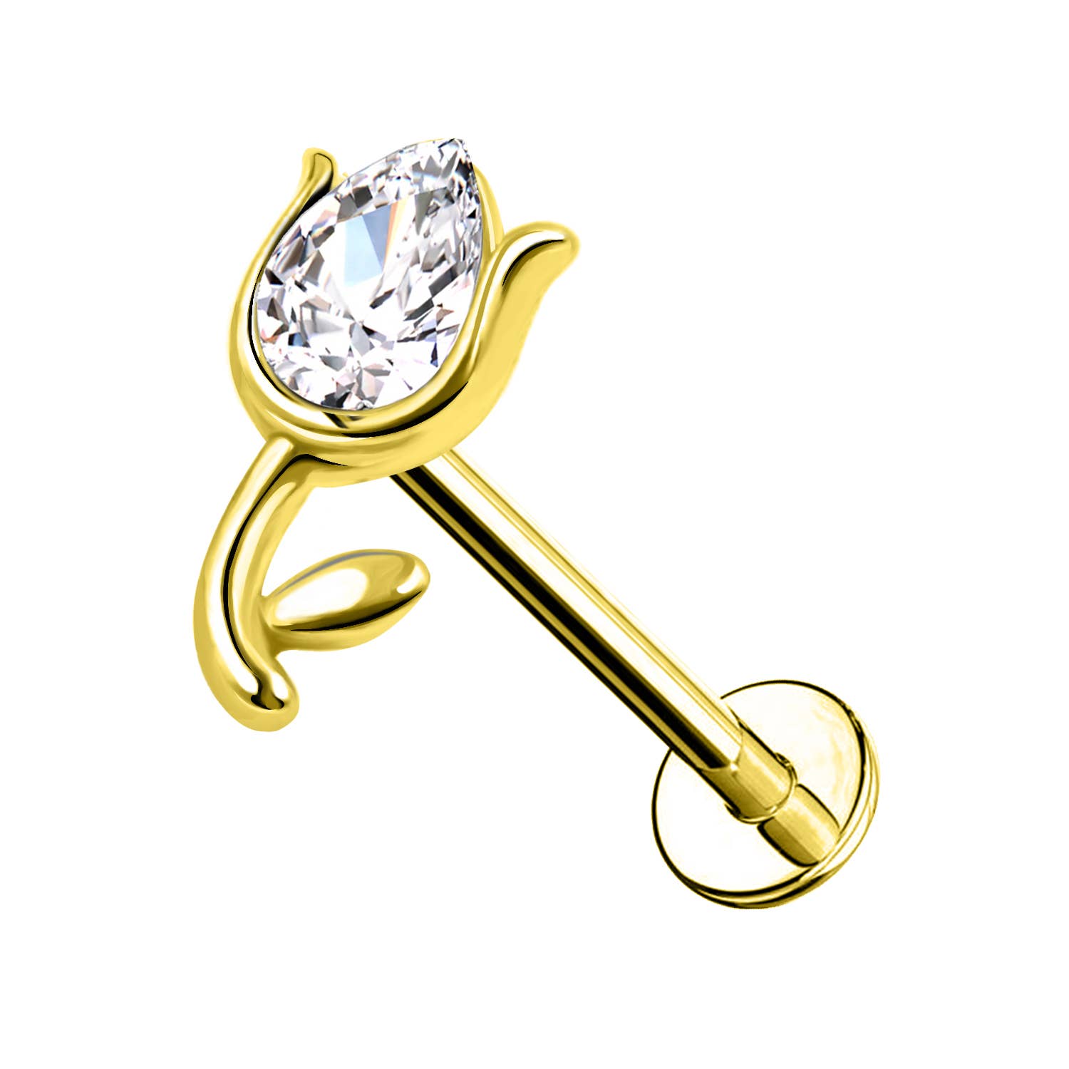 Awaken - Vendita all'ingrosso Orecchini a bottone - Piercing Labret a Forma di Rosa con Cristallo0