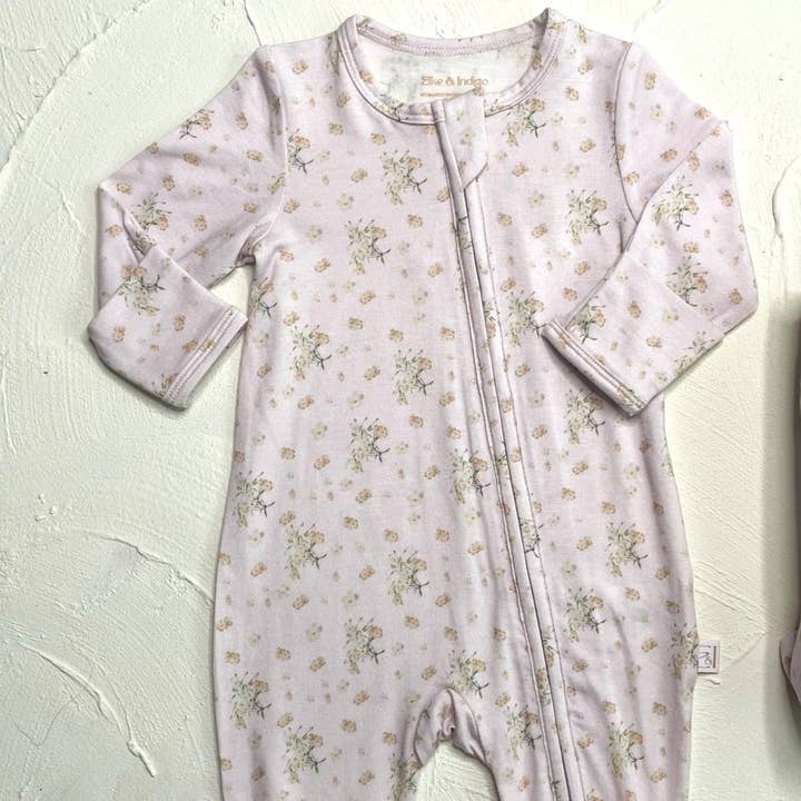 Elke & Indigo - Wholesale Bodysuit (Footed) - Baby - Bamboo/Organic Cotton Florence Onesie - Lilac Bouquet1