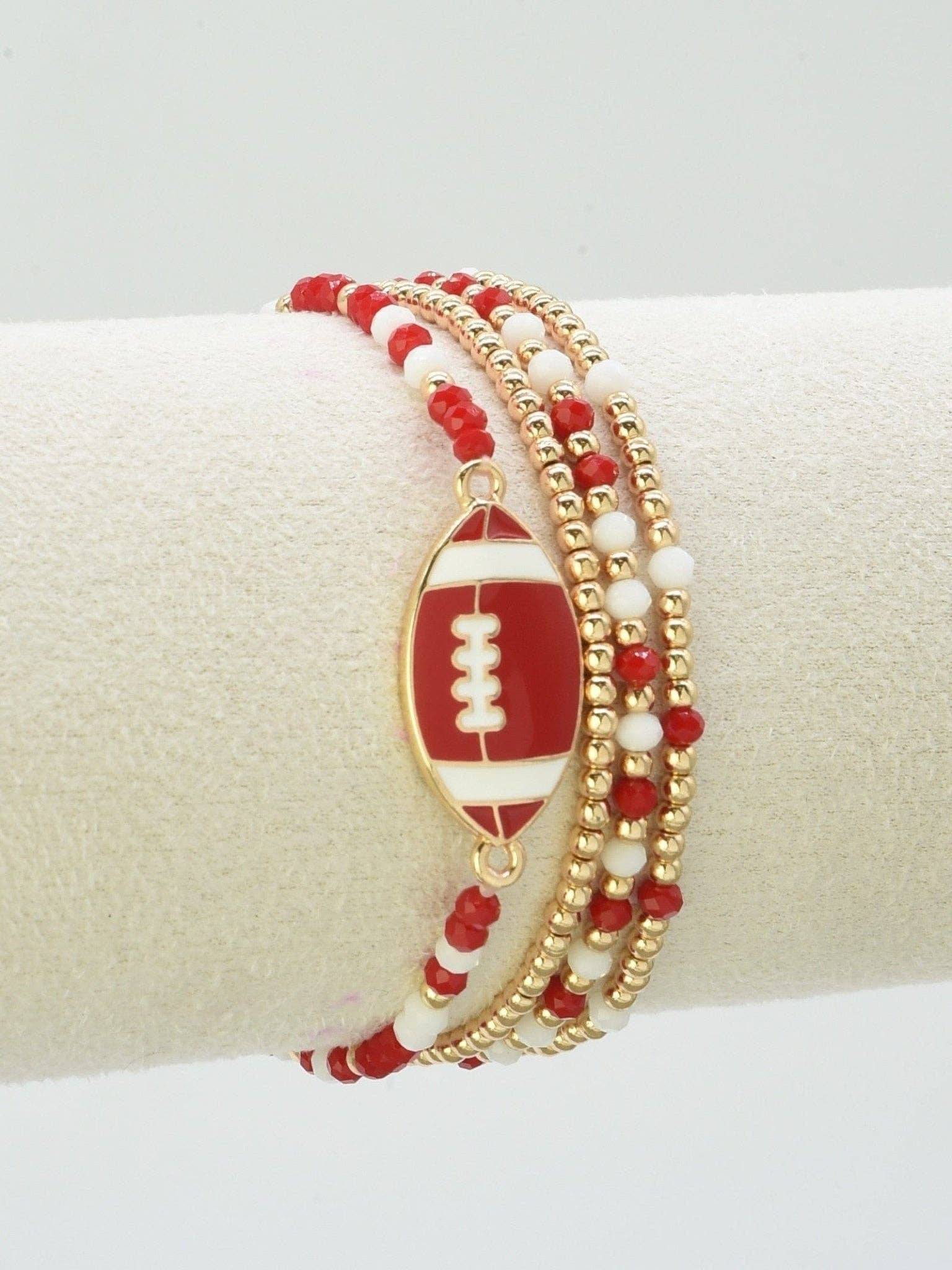 MiMi Wholesale - Wholesale Jewelry Set - CB2299 Gameday Beaded Football Charm Bracelet Set7