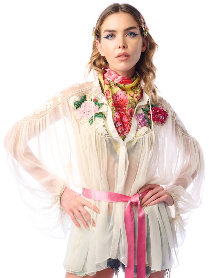 ivory Amora Chiffon Hand - Embellished Blouse / Top for wholesale on Faire2