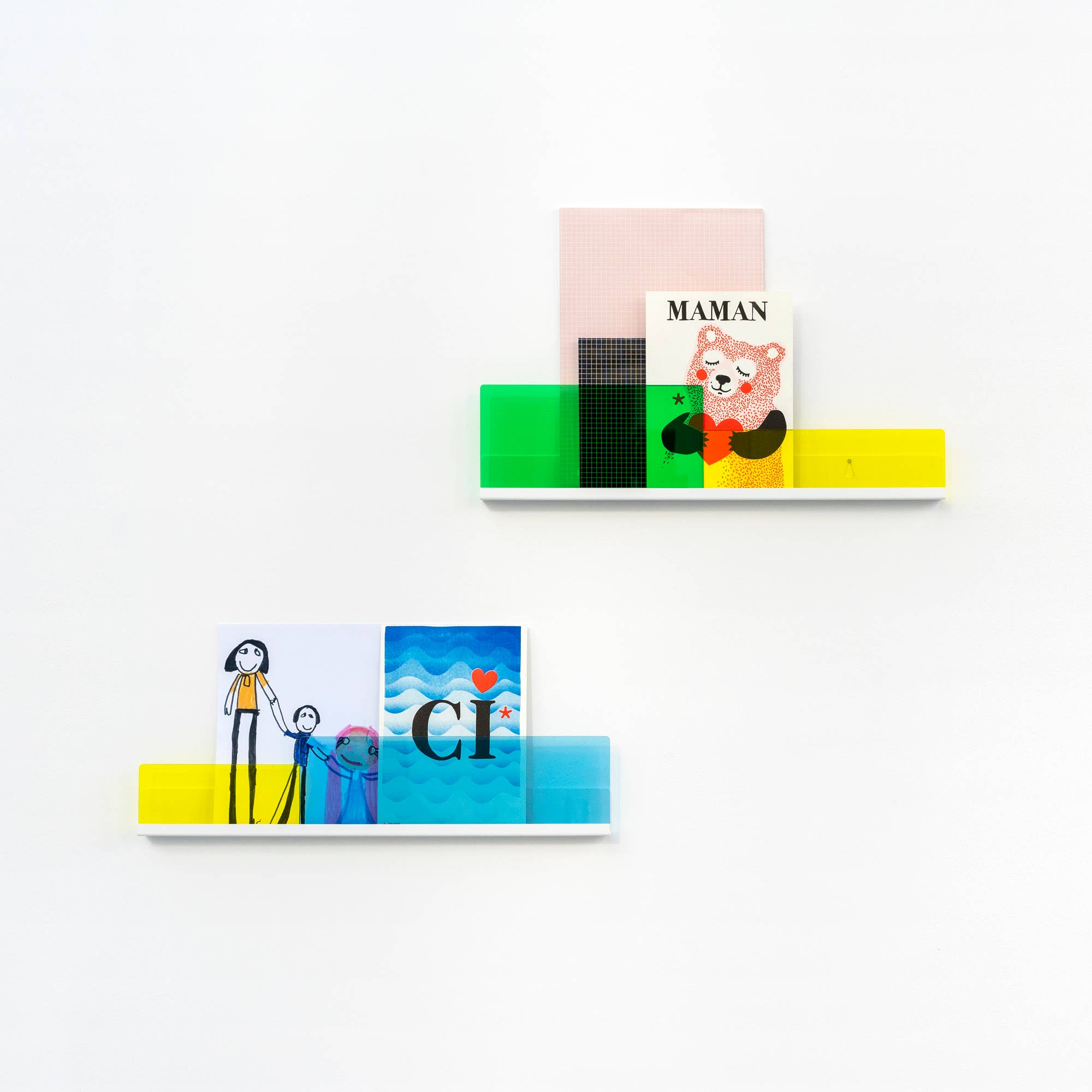 REMOVED BRAND - Vendita all'ingrosso Mensole da parete - CONFEZIONE DA 2 Shelf-Cimaises BLETTE blu e verde0