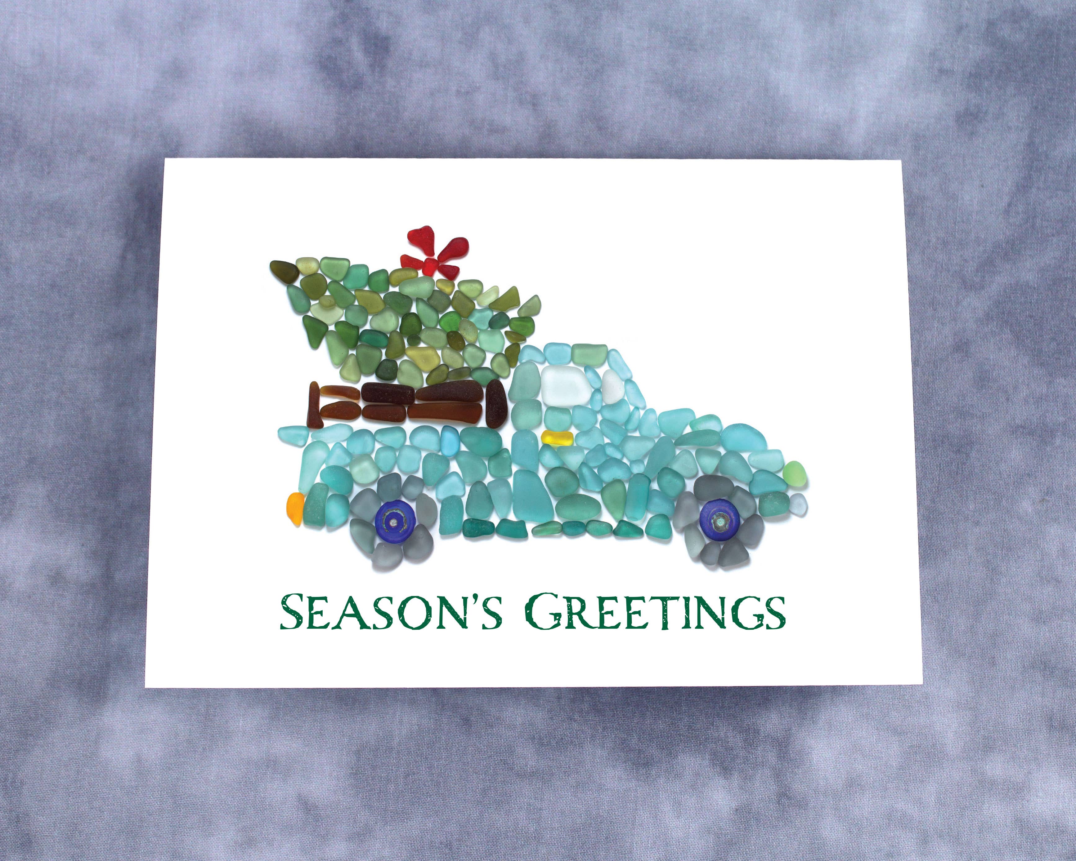 Beachcombing / Etched by the Sea - Vente Cartes de vœux saisonnières - Carte de vœux pour la saison des camionnettes Sea Glass2