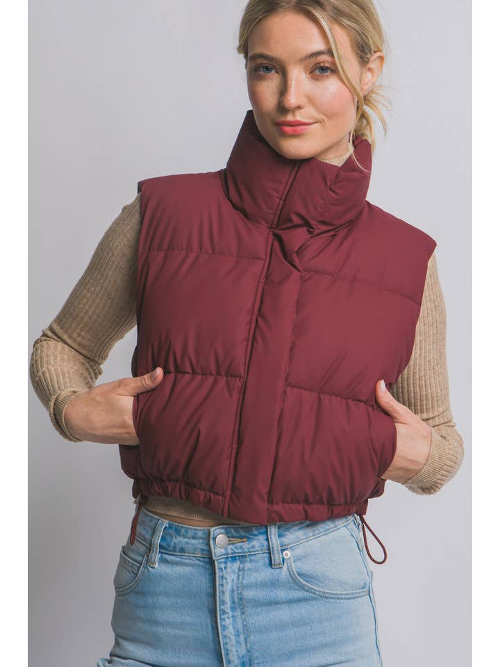 42POPS - Wholesale Outerwear Vest - Women's - ,.._ SI-26858 Cropped Puffer Vest With Pockets4